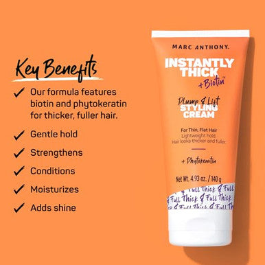 Marc Anthony Instantly Thick Styling Hair Cream (2Pack) Vitamin E & Biotin For Thicker Fuller Hair With Lightweight Hold Volumizing Product For Thin Flat Hair