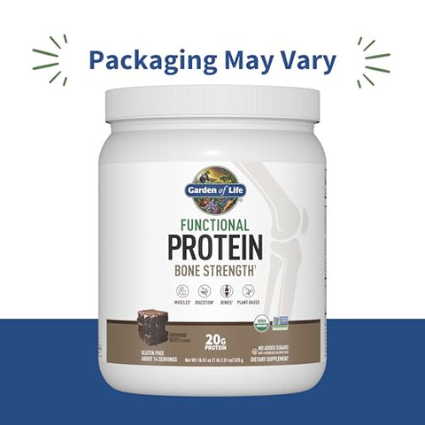 Garden Of Life Organic Vegan Protein Powder 20G Plant Based Protein With Calcium D3 K2 Mk-7 & Magnesium For Bone Strength Prebiotics & Probiotics For Digestion Brownie Bites Flavor 14 Servings