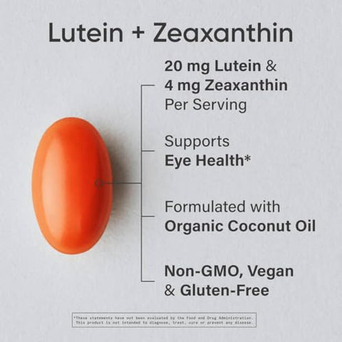 Sports Research Lutein And Zeaxanthin Capsules - Eye Health Support Supplement Made With Lute-Gen And Organic Coconut Oil - Vegan Friendly & Non-Gmo Verified 120 Veggie Softgels