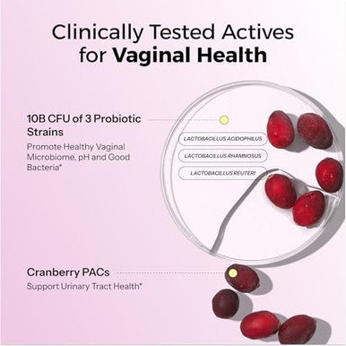 Hum Private Party Vaginal Probiotics For Women'S Health Ph Balance Supplement And Urinary Tract Support With Cranberry & Lactobacillus Blendcranberry Pills (30 Capsules)