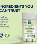 Kiss My Face Active Life Deodorant Contains Naturally Derived Ingredients 72 Hour Odor Control For Women And Men Aluminum With Coconut Oil And Probiotics Cucumber And Green Tea Scent 3 Pack