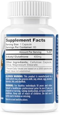 Neuropaway Elements Sacetylglutathione 400Mg Acid Resistant Capsules 60Ct (60 400Mg Capsules Per Bottle) 3Rd Party Tested Made In A Cgmp Facility