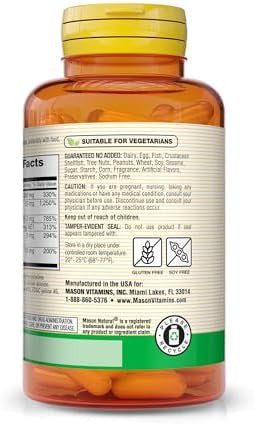 Mason Natural Vitamin Bcomplex With Vitamin C Healthy Heart And Nervous System Improves Immune Function And Energy Metabolism 100 Capsules