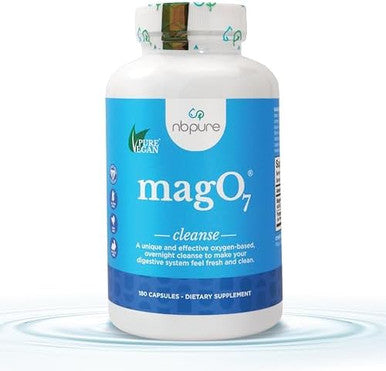Nbpure Mago7 - Natural Colon Cleanse & Detox - Occasional Constipation Relief, Stool Softening, & Bloating Support For Men & Women - Ozonated Magnesium Oxide, 180 Capsules