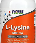 Now Foods Supplements Llysine (Llysine Monohydrochloride) 500 Mg Amino Acid 100 Veg Capsules