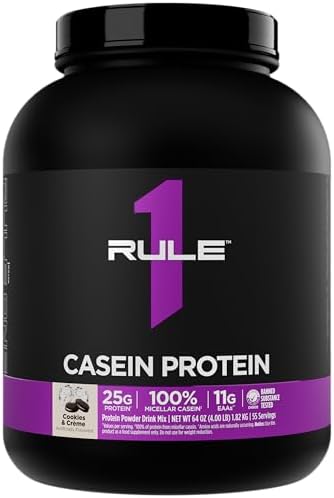 Rule 1 Proteins Casein Protein 25G Protein And 11G Eaas Per Serving From Slowrelease Micellar Casein For Overnight Recovery And Sustained Delivery Between Meals (4 Pounds Vanilla Cra Me)