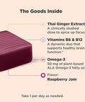 Olly Focused Thinker Brainy Chews Omega3 Ala Vitamins B6 & B12 Plus Thai Ginger Extract For Alertness Concentration & Cognitive Performance Support Vegetarian Raspberry 20 Count