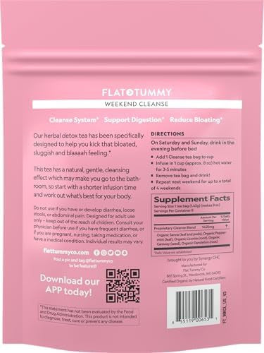 Flat Tummy Weekend Cleanse Tea 30 Day Program All Natural Colon Cleanse W/Senna And Dandelion Root Provides Bloating Relief For Women Detox Cleanse For Digestion Support And Gas Relief