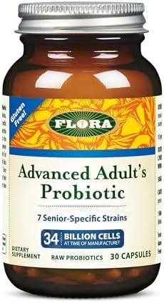 Flora Advanced Adult'S Blend Probiotic Seven Seniorspecific Strains Gluten Raw Probiotic With 34 Billion Cells 30 Capsules
