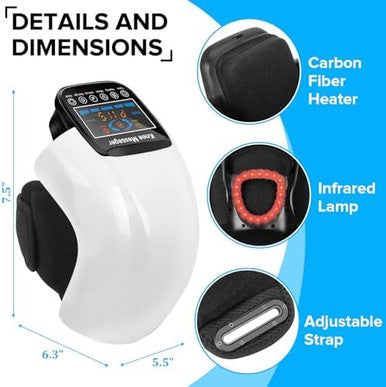 Holloii 4-In-1 Knee Massager Deep Heat Red Light Vibration & 3D Massage Cordless And Portable With Large Led Screen Ideal For Joint Pain Relief & Post-Workout Recovery For Families And Friends