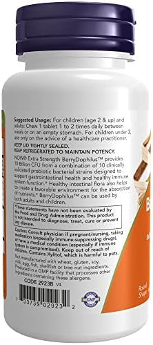 Now Foods Supplements Berrydophilus Developed For Adults & Children With 10 Probiotic Strains Extra Strengthstrain Verified 50 Chewables