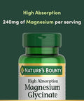 Nature's Bounty High Absorption Magnesium Glycinate 240 mg for Supporting Muscle Relaxation and Bone Heart and Nerve Health NonGMO GlutenFree Vegetarian 120 Count/60 Servings