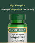 Nature's Bounty High Absorption Magnesium Glycinate For Supporting Muscle Relaxation And Bone Heart & Nerve Health Non-Gmo Gluten- Vegetarian /60 Servings 240 Mg 120 Count