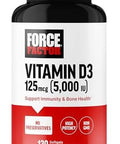 Force Factor Vitamin D3 5000 Iu Softgels Highpotency Vitamin D Supplement To Support Immunity And Bone Health Premium Quality No Preservatives 120 Softgels