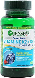 PowerBone: Healthy Bones & Osteoporosis Prevention - Vitamin K2 + D3 - Healthy Bones + Immune Function by Jensens (60 vegecaps)