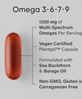 Sports Research Vegan Omega 3-6-7-9 - 1200 Mg Of Multi-Spectrum Omega Fatty Acids Certified Non-Gmo Formula With Sea Buckthorn & Borage Oil 90 Veggie Softgels