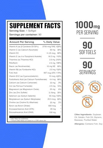 Bulksupplements.Com Multivitamin For Men Softgels - Daily Multivitamin, Multimineral Supplement, With Fish Oil - Gluten Free, 1 Men'S Multivitamin Softgel Per Serving, 90 Count (Pack Of 1)