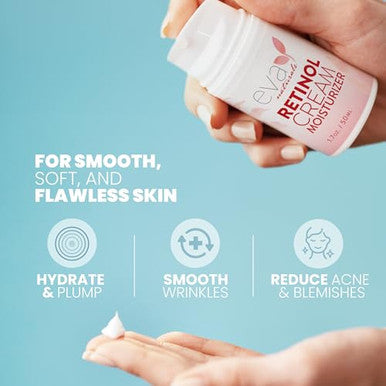 Eva Naturals Antiaging Retinol Cream Day & Night Moisturizer With Hyaluronic Acid & Vitamin E Reduces Fine Lines & Dark Spots (2 Oz)