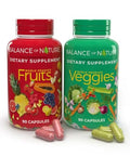 Balance of Nature Fruits and Veggies Supplements Whole Fruit and Vegetable Ingredients for Women Men and Kids 90 Fruits Capsules 90 Veggies Capsules 1 Set
