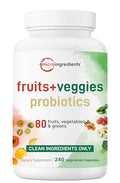 Micro Ingredients Fruit And Veggies Supplement With Probiotics 240 Vegetarian Capsules 80 Super Greens & Fruits Complex Immune Gut & Digestive Health Support