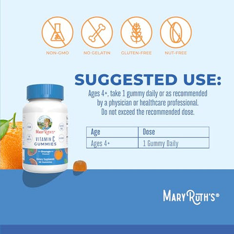 Maryruth'S Maryruth Organics Vegan Vitamin C Gummies 2 Month Supply Immune Support Supplement For Adults & Kids Chewable Vitamin C Gummy Vitamins Non-Gmo Pectin Based 60 Count