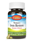 Carlson Women's Iron Restore 28 mg Iron + B Vitamins Menstrual Support Iron Absorption and Women's Health 180 Capsules