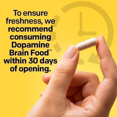 Dopamine Brain Food L-Tyrosine Focus And Mental Drive Support 60 Count | With B vitamins for natural neurotransmitter production. Supports motivation mental energy and productive work sessions.