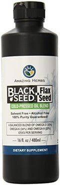 Amazing Herbs Black Seed And Flax Seed Oil Blend, 16 Fluid Ounce