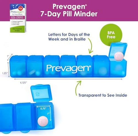 Prevagen Extra Strength Mixed Berry Chewables 30 Tablets (1 Month Supply) Formulated For Your Brain 20Mg Of Apoaequorin Plus Vitamin D3 With 7Day Pill Minder