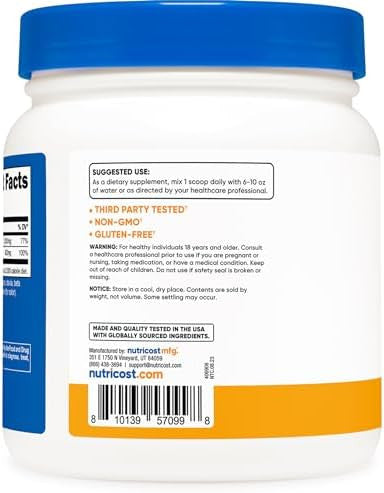 Nutricost Calcium Magnesium Powder (Fruit Punch 60 Servings) Bone Support Nongmo Gluten (From Calcium Citrate And Magnesium Citrate)