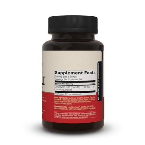 Live Conscious Coqwell - Coq10 Heart Brain And Vascular Health Support Coenzyme Q10 Ubiquinone - 60 Softgels 60 Day Supply