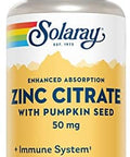 Solaray Zinc Citrate 50Mg Immune Function, Cellular & Skin Health Support Easy Digestion Formula 60Ct