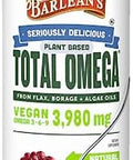 Barlean'S Liquid Flaxseed Borage And Algae Oils Omega 3 Supplement Pomegranate Blueberry Flavor Vegan Epa And Dha Flax And Borage Seed Oil With 3980 Mg Of Omega-3-6-9 16 Oz