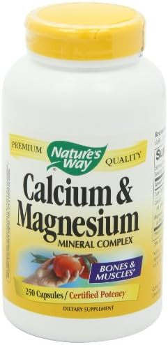 Nature'S Way Calcium & Magnesium Mineral Complex, Supports Bone Health & Muscle Function, 750 Mg Per 3-Capsule Serving, 250 Capsules (Packaging May Vary)