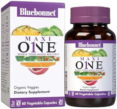Bluebonnet Nutrition Maxi One (With Iron) Whole Food Multiple Enzymes Energy Vitality Gluten & Dairy & Soy Kosher Vegetarian Friendly Nongmo 2 Month Supply Beige 60 Count