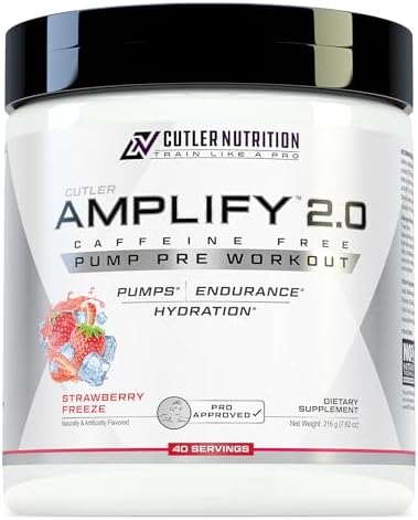 Cutler Nutrition Amplify Pump Pre Workout Caffeine Nitric Oxide Booster Containing Arginine And Citrulline Preworkout For Maximum Pumps Flavor Strawberry