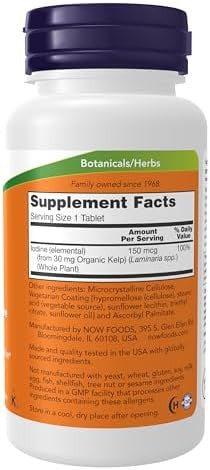 Now Foods Supplements Kelp 150 Mcg Of Natural Iodine Easier To Swallow Tablet Super Green 200 Tablets