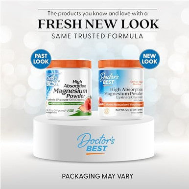 Doctor'S Best High Absorption Magnesium Powder (Peach Flavored) 100% Chelated Traccs Not Buffered Headaches Muscle Vegan Peach Flavor 12.3 Ounce (Pack Of 1)