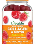 Lifeable Collagen Peptides Gummies 100Mg With 10000Mcg Biotin Great Tasting Biotin And Collagen Supplements For Hair Skin And Nails Collagen Gummies For Women Men Adults 90 Gummies