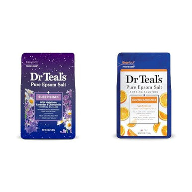 Dr Teal'S Pure Epsom Salt SoakSleep Blend With MelatoninLavender & Chamomile Essential Oils & Salt Soak With Pure Epsom SaltGlow & Radiance With Vitamin C & Citrus Essential Oils