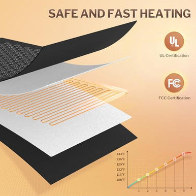 Homlyns Heated Acupuncture Mat - 6 Heat Levels With 2 Hours Auto Off And 4 Adjustable Time Settings Heating Acupressure Mat Full Body Massage Relieve Stress And Improve Sleep Black