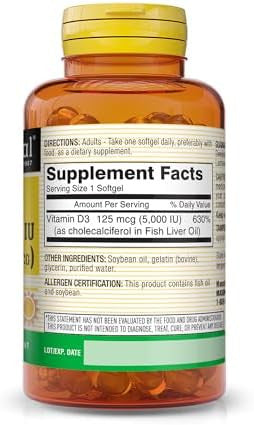 Mason Natural Vitamin D3 125 Mcg (5000 Iu) Supports Bone Muscle & Immune Health From Fish Liver Oil 50 Softgels Pack Of 3