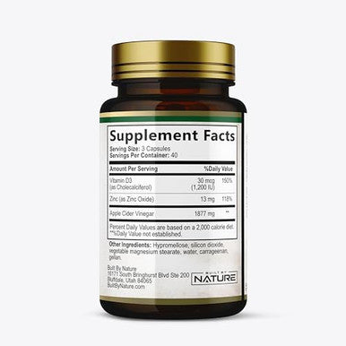 Built By Nature Apple Cider Vinegar Capsules 1877Mg With Vitamin D And Zinc ÃƒÂ¢Ã¢â€šÂ¬Ã¢â‚¬Å“ Immune & Digestion Support ÃƒÂ¢Ã¢â€šÂ¬Ã¢â‚¬Å“ Acetic Acid Acv Supplement For Men And Women - 120 Pills