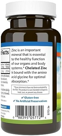 Carlson Chelated Zinc 30 mg Zinc Glycinate Chelate Supplement Superior Absorption Immune and Enzyme Support Antioxidant 250 Tablets