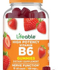 Lifeable Vitamin B6 Gummies 100Mg Great Tasting Vit B6 Supplement Vegan B6 Vitamins For Nerve Support Supplement Vitamin B 6 For Adults Men Women 60 Gummies (Pack Of 2)