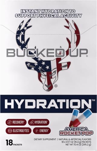 Bucked Up Hydration - Rocket Pop Electrolyte And Hydration Powder Drink Mix 18 Packs (18 Servings)