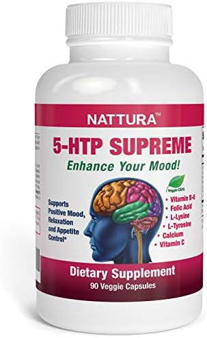 Nattura 5-HTP Supreme - for Positive Mood Relaxation and Appetite Control - with 5-HTP L-Tyrosine L-Lysine Vitamin B6 Folate (Folic Acid) Vitamin C (Ascorbic Acid) Calcium - 90 Capsules