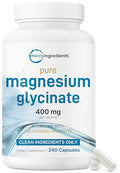 Micro Ingredients Pure Magnesium Glycinate 400Mg Per Serving 240 Capsules Chelated Mineral Supplements With Elemental Form Non-Gmo Filler Free