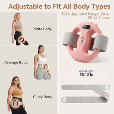 Fuooo 4-Head Fascia Ring Massager Multifunctional Full-Body Deep Tissue Massage Gun Hands-Free Ergonomic Electric Massager With Waist Belt 3 Modes 9 Intensities Cordless Muscle Relief