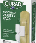 Curad Assorted Adhesive Bandages 4-Sided Seal Variety Pack Perfect for First Aid Kit 30 Count Pack of 6